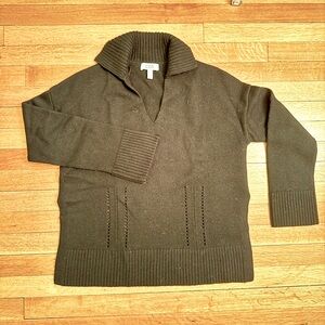 COS Black Merino Sweater with Collar-XS